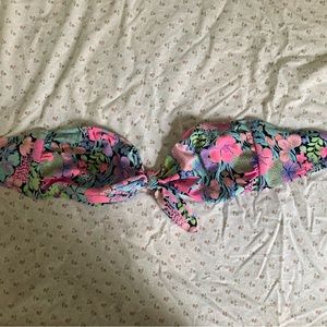 colorful floral victoria’s secret swim top w bow